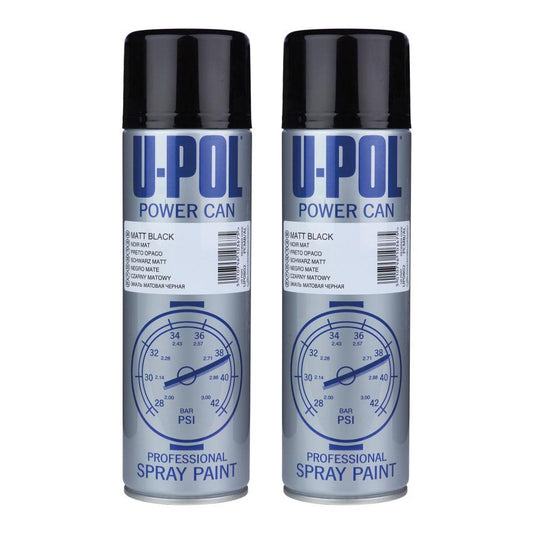 2X Upol Power Can Matt Black Spray Paint 500ml