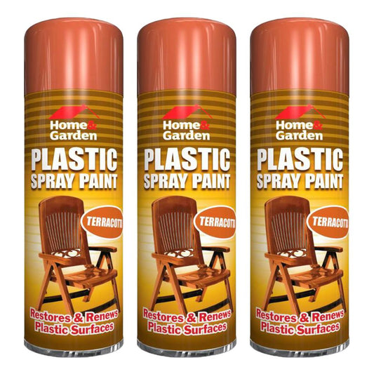 3X Home & Garden Plastic Spray Paint Terracotta 300ml