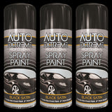 3X Auto Extreme Pro Satin Black Spray Paint 400ml