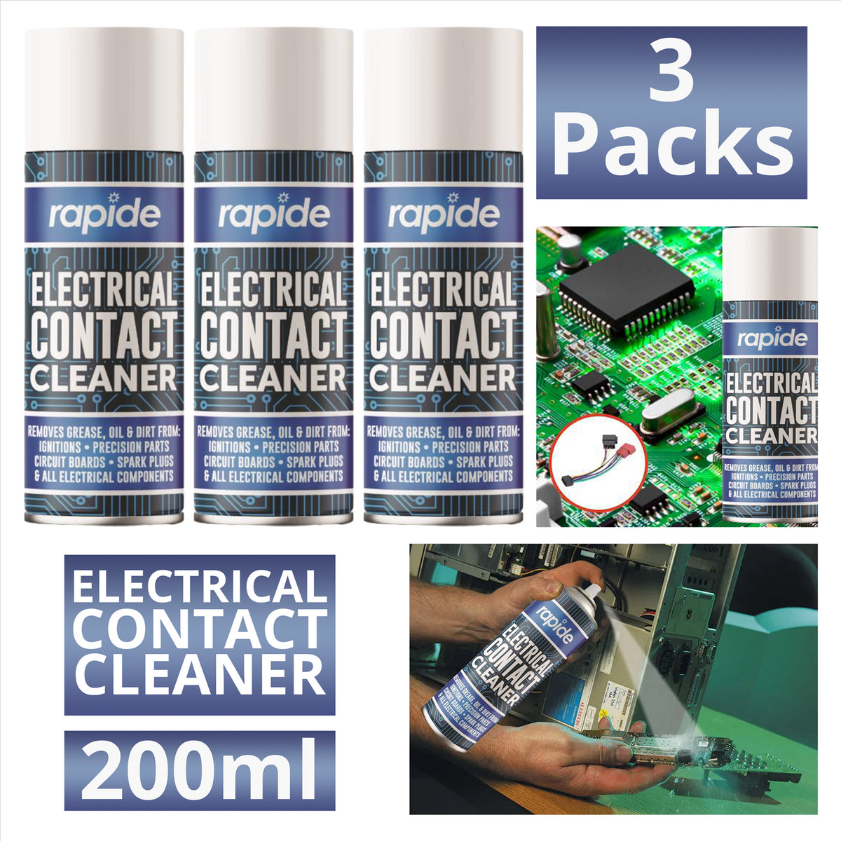 3x Electrical Contact Cleaner 200Ml