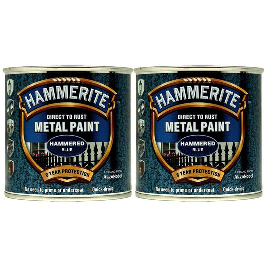 2X Hammerite Hammered Blue Paint 250ml