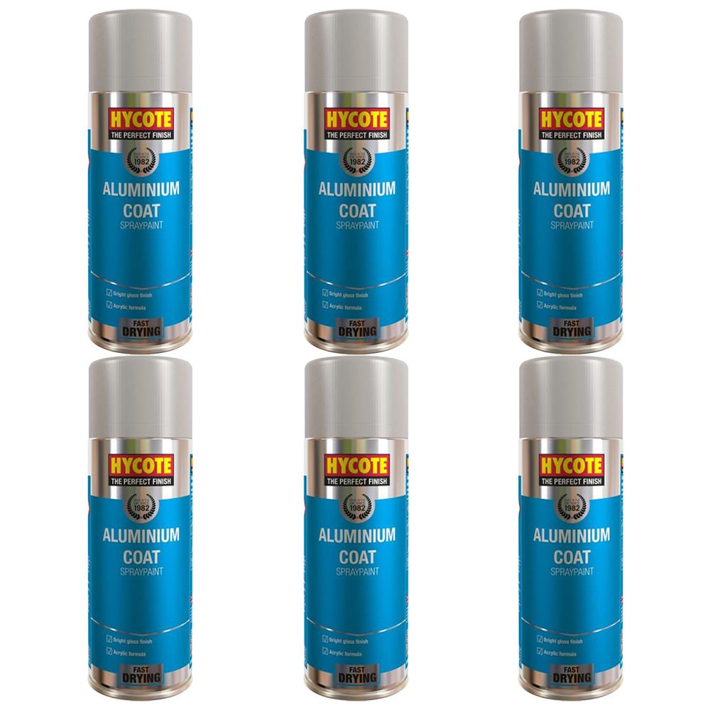 6X Hycote Aluminium Coat Spray Paint 400ml