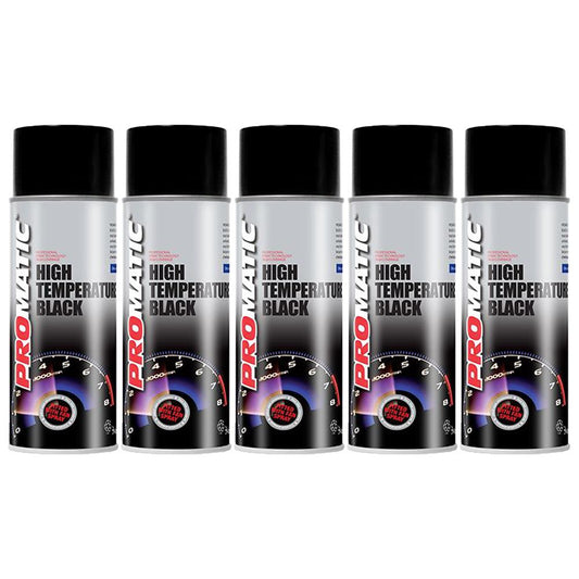 5X Promatic Black High Temperature Spray Paint 400ml