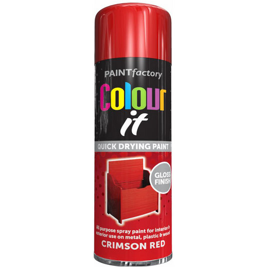 Paint Factory Crimson Red Gloss Spray Paint 250ml