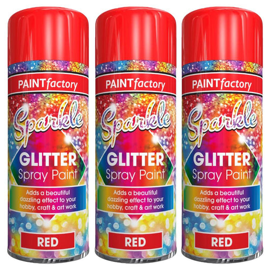 3X Paint Factory Red Glitter Spray Paint 200ml