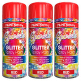 3X Paint Factory Red Glitter Spray Paint 200ml