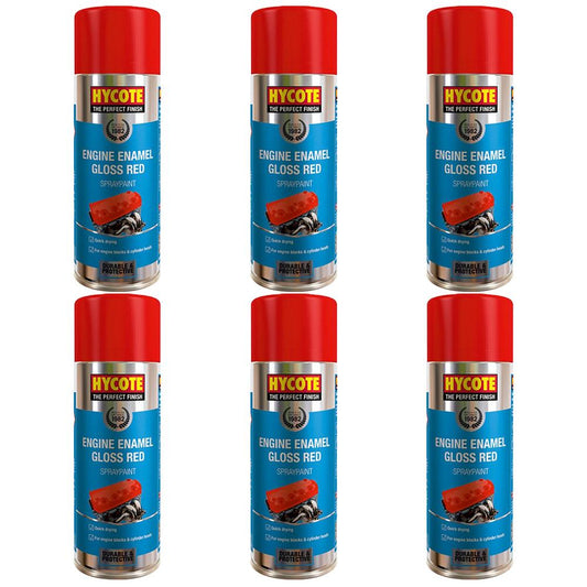 6X Hycote Engine Enamel Gloss Red Spray Paint 400ml