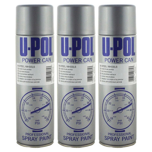 3X Upol Power Can Steel Wheels Spray Paint 500ml