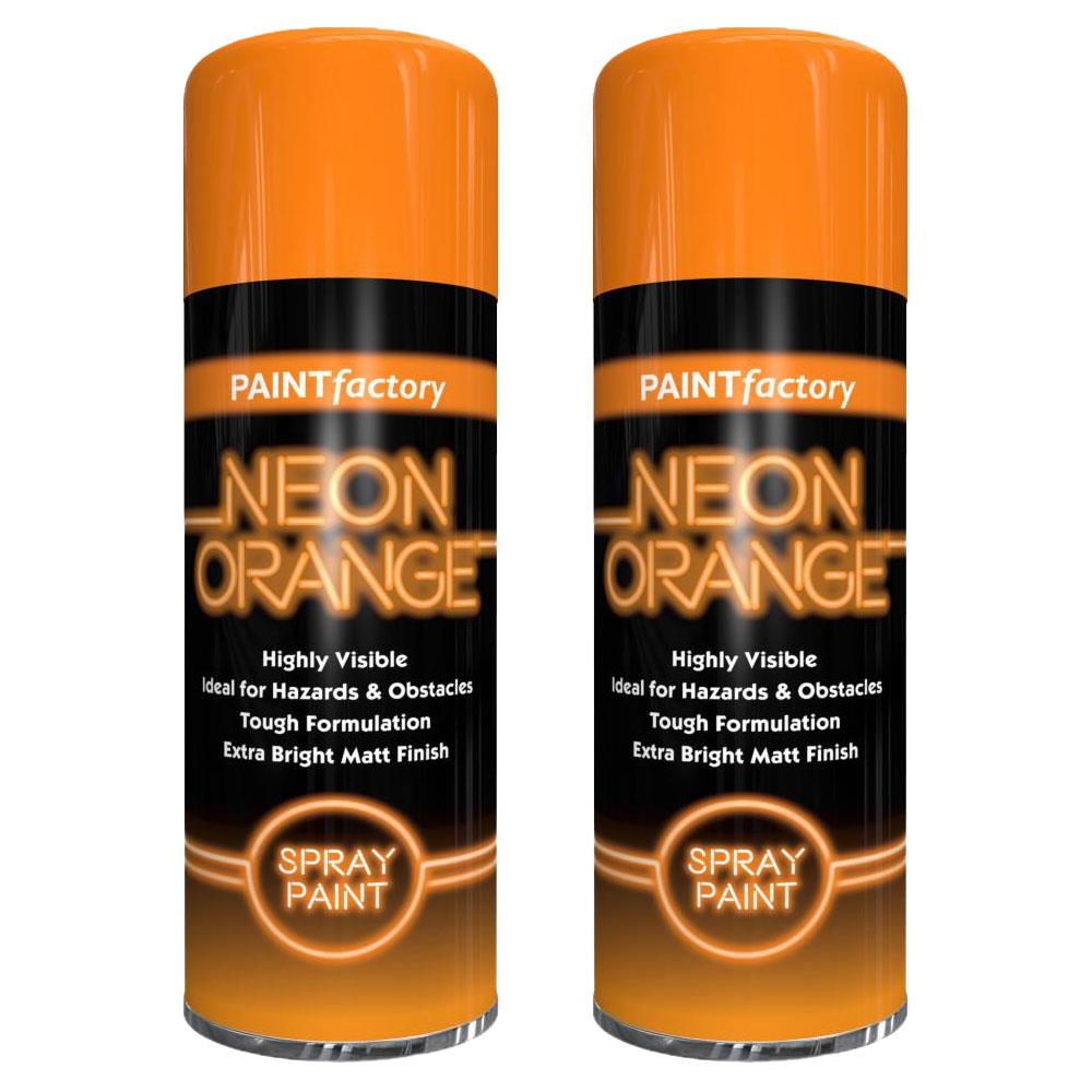 2X Paint Factory Fluorescent Neon Orange Spray Paint 200ml