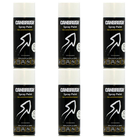 6X Canbrush C2 Gloss White Spray Paint 400ml