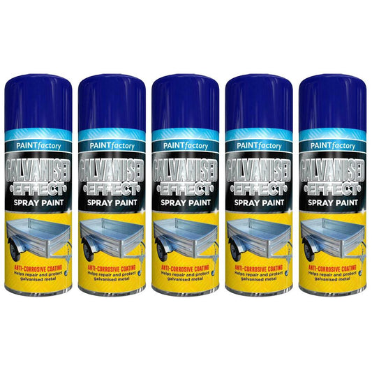 5X Paint Factory Galvanised Effect Spray Paint 400ml