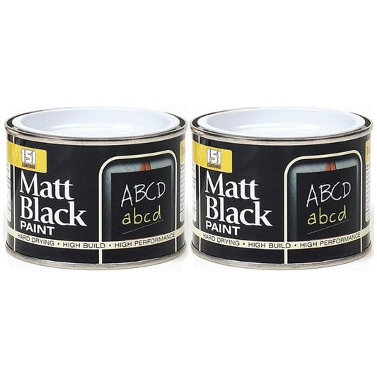 2X Matt Black Paint Tin 180ml