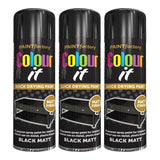 3X Paint Factory Black Matt Spray Paint 250ml