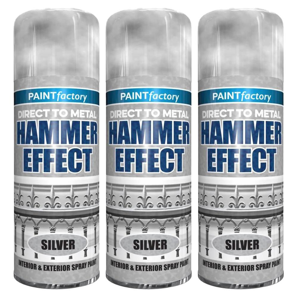 3X Paint Factory Silver Hammer Effect Paint 400ml