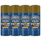 4X Hammerite Smooth Gold Spray Paint 400ml