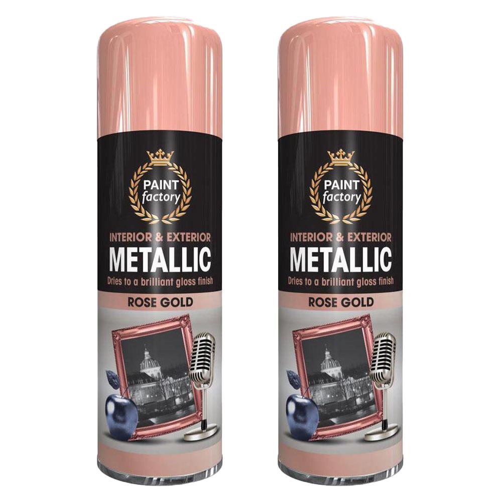 2X Paint Factory Rose Gold Metallic Spray Paint 400ml