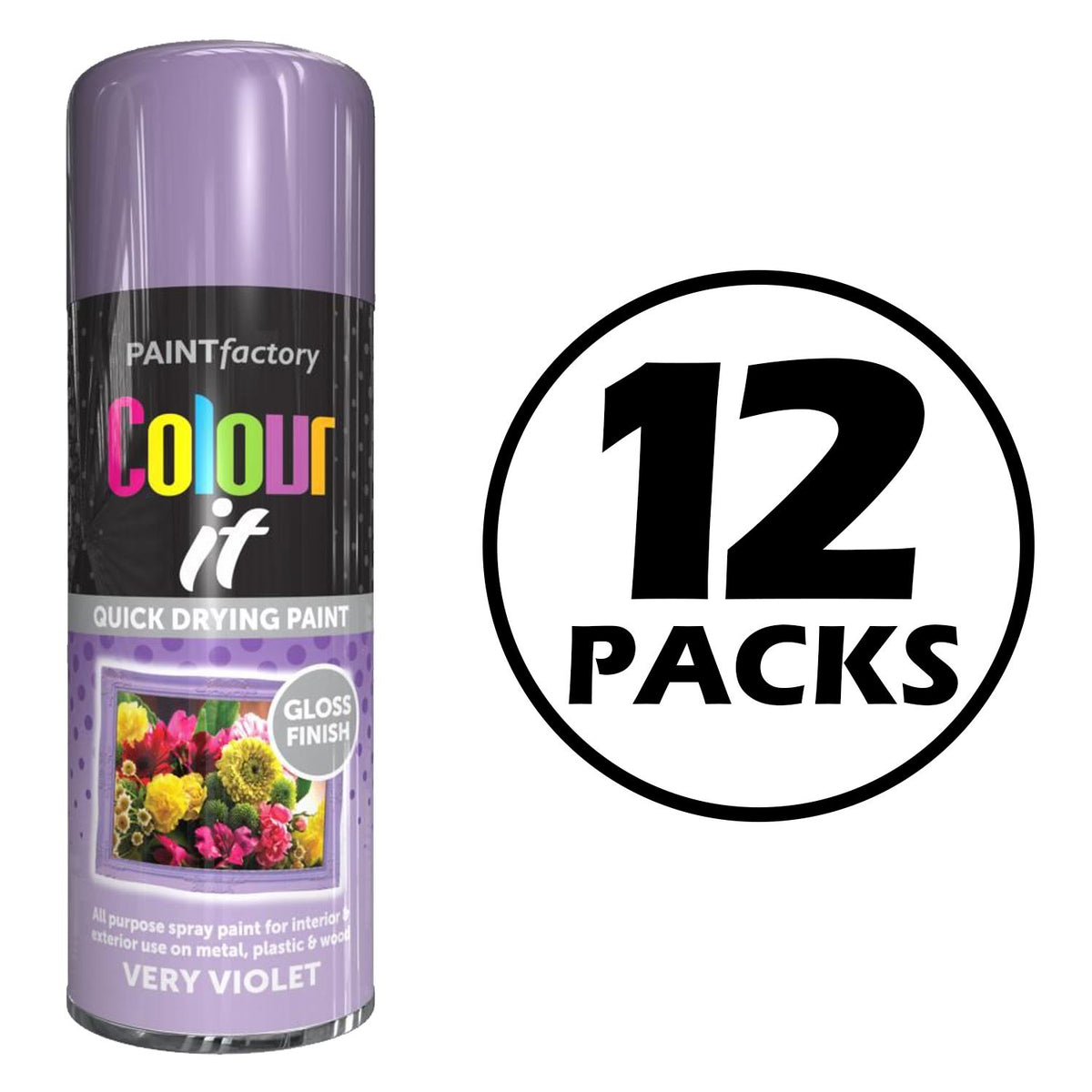 12X Paint Factory Very Violet Gloss Spray Paint 400ml