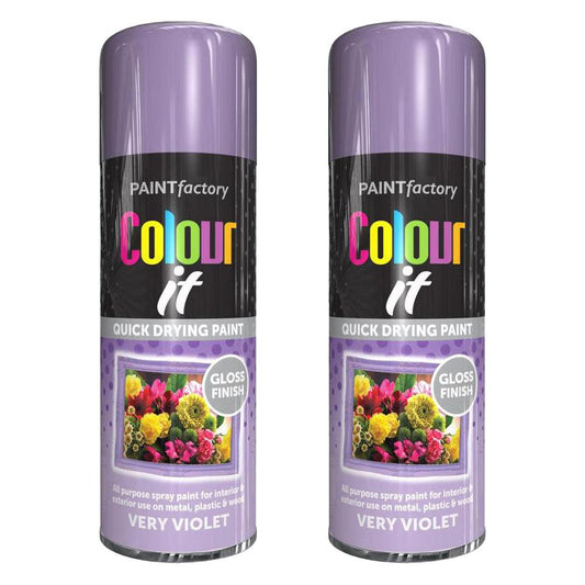 2X Paint Factory Very Violet Gloss Spray Paint 400ml