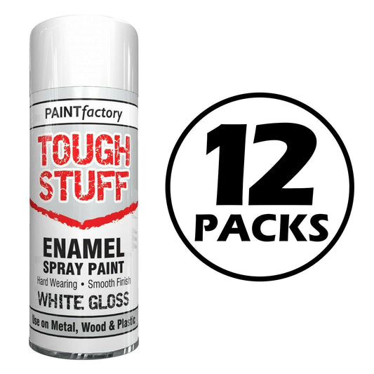 12X Paint Factory Tough Stuff Enamel White Gloss 400ml