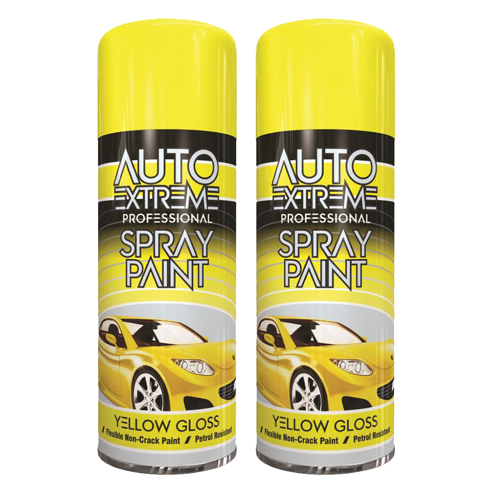 2X Auto Extreme Yellow Spray Praint 400ml