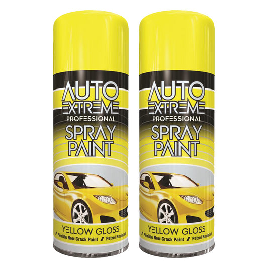 2X Auto Extreme Yellow Spray Praint 400ml