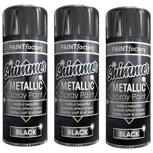 3X Paint Factory All Purpose Black Metallic Spray Paint 200ml