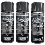 3X Paint Factory All Purpose Black Metallic Spray Paint 200ml