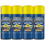 4X Hammerite Smooth Yellow Spray Paint 400ml