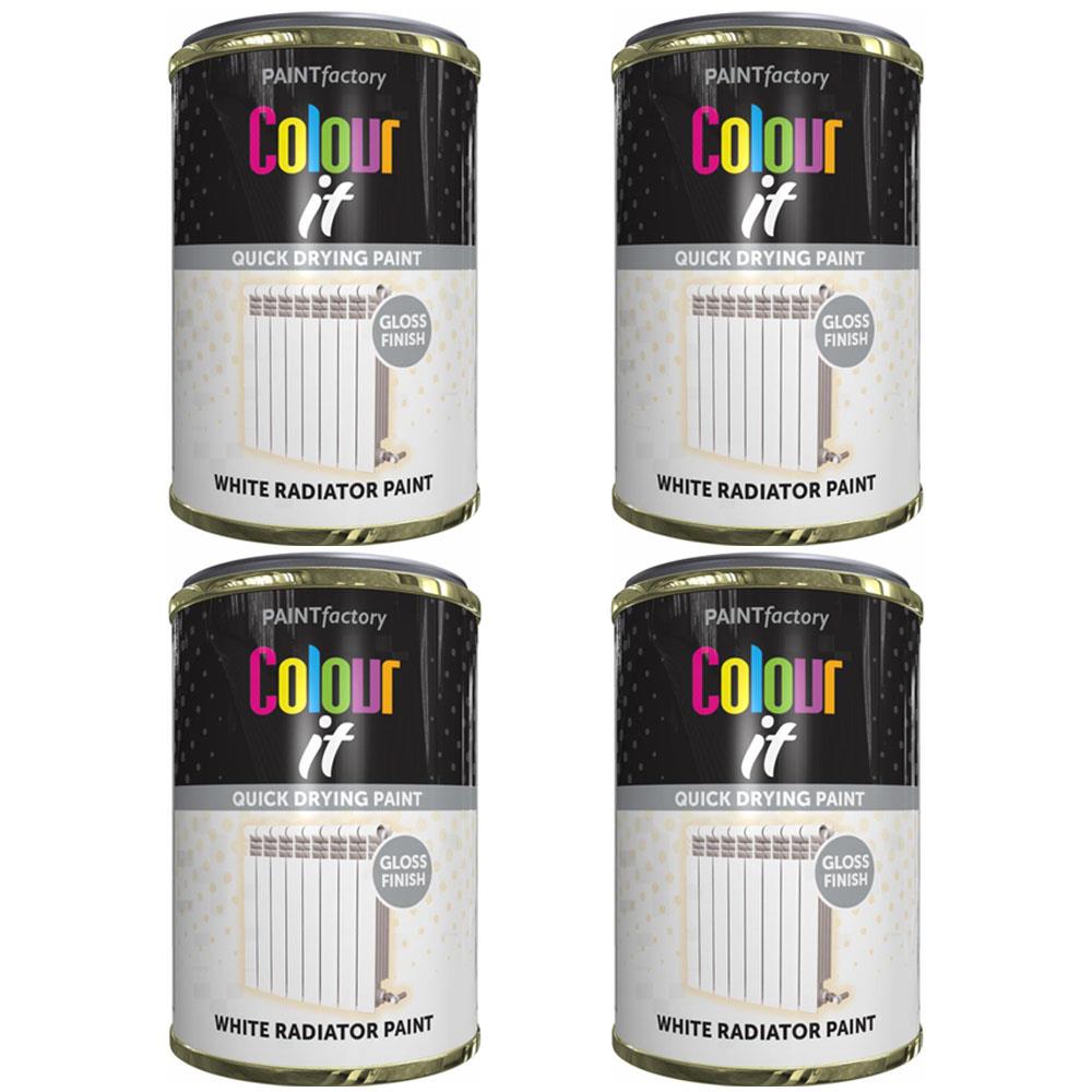 4X Paint Factory White Gloss Radiator Tin Paint 300ml