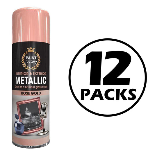 12X Paint Factory Rose Gold Metallic Spray Paint 400ml