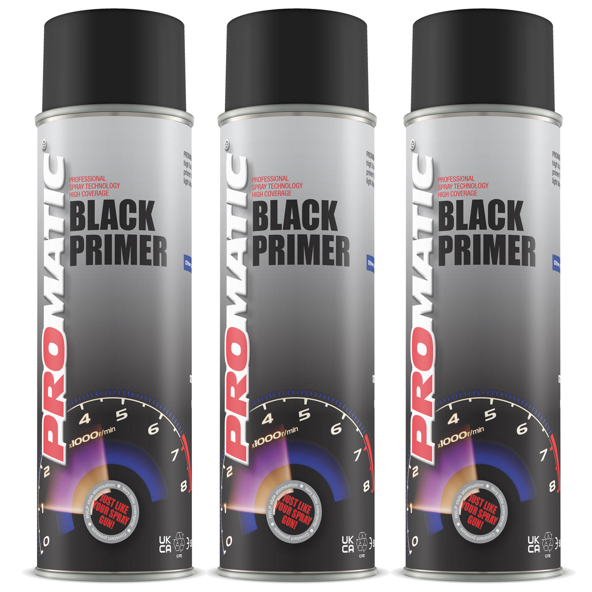 3X Promatic Black Primer Spray 500ml