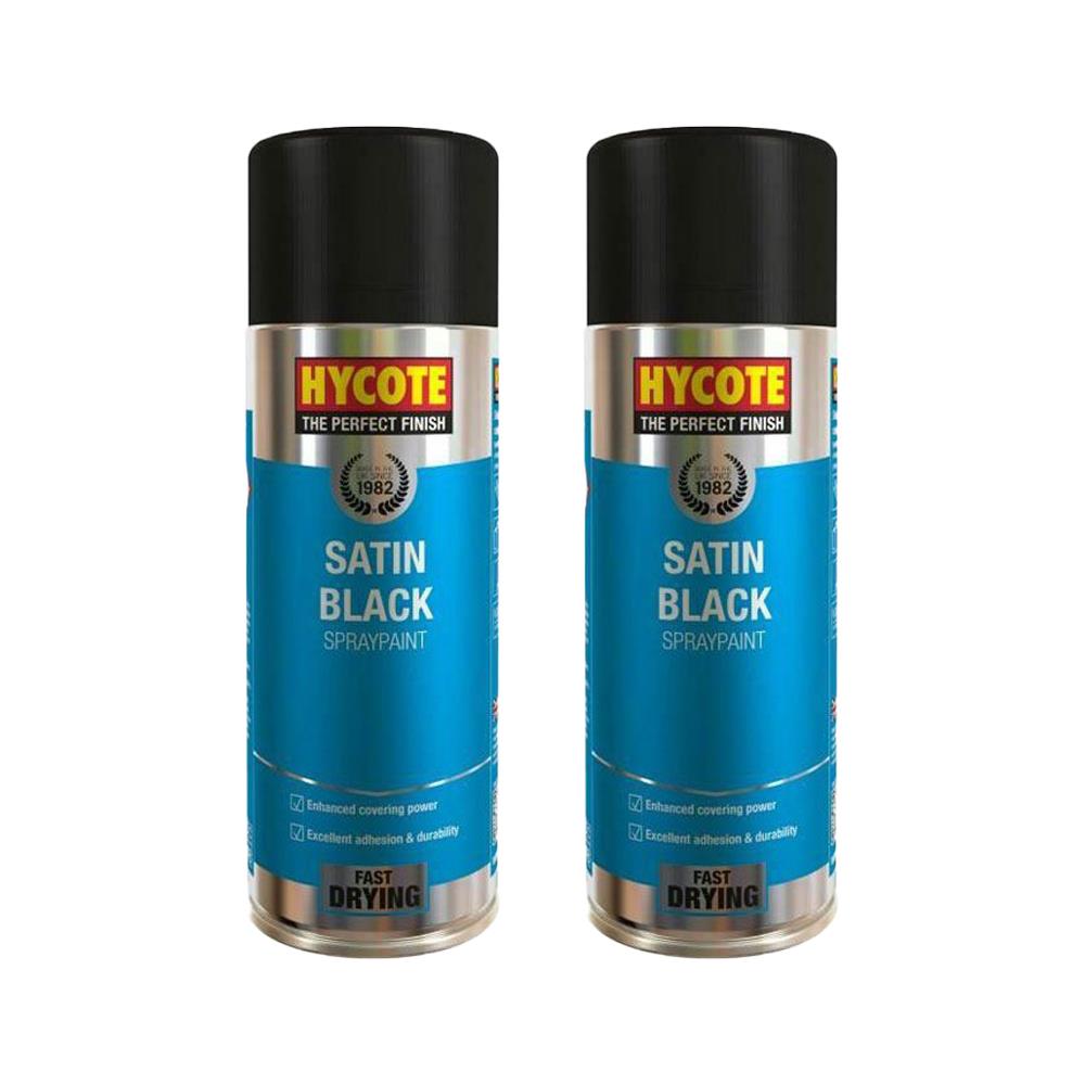 2X Hycote Satin Black Spray Paint 400ml