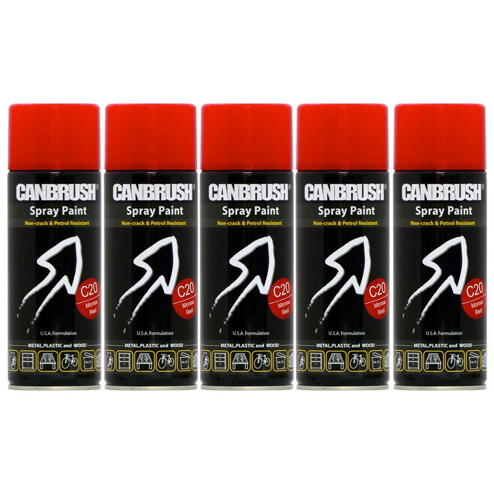 5X Canbrush C20 Monsa Red Spray Paint 400ml