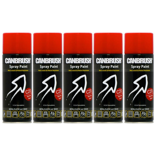 5X Canbrush C20 Monsa Red Spray Paint 400ml