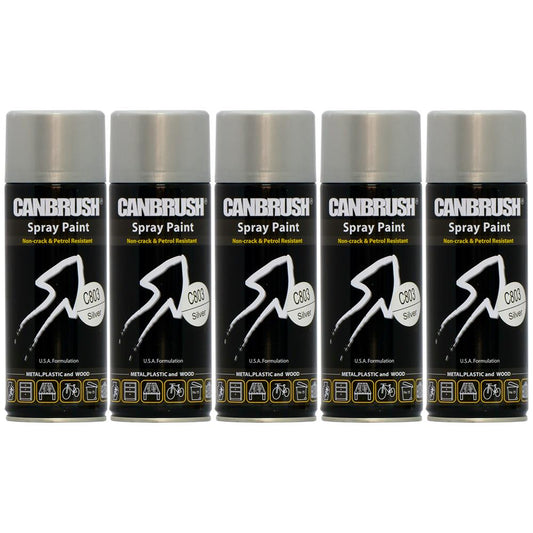 5X Canbrush C803 Silver Spray Paint 400ml