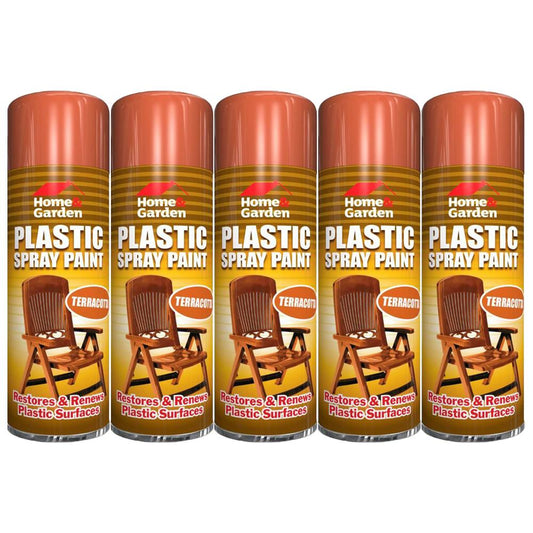 5X Home & Garden Plastic Spray Paint Terracotta 300ml