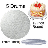 5 Board - 12" Round Cake Drums - Silver