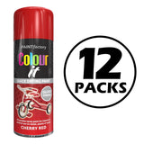 12X Paint Factory Cherry Red Gloss Spray Paint 400ml