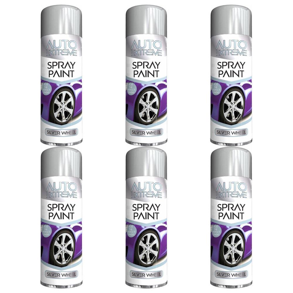 6X Auto Extreme Silver Wheel Spray Paint 250ml