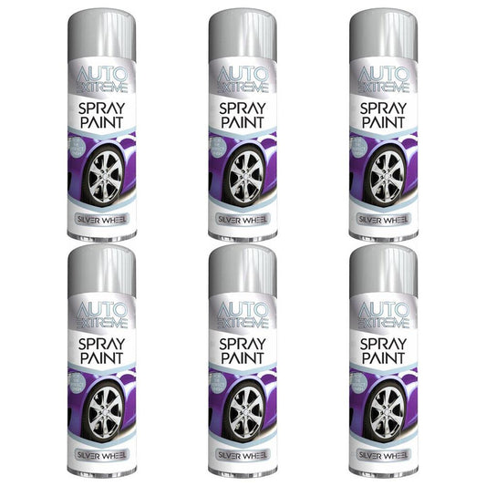 6X Auto Extreme Silver Wheel Spray Paint 250ml