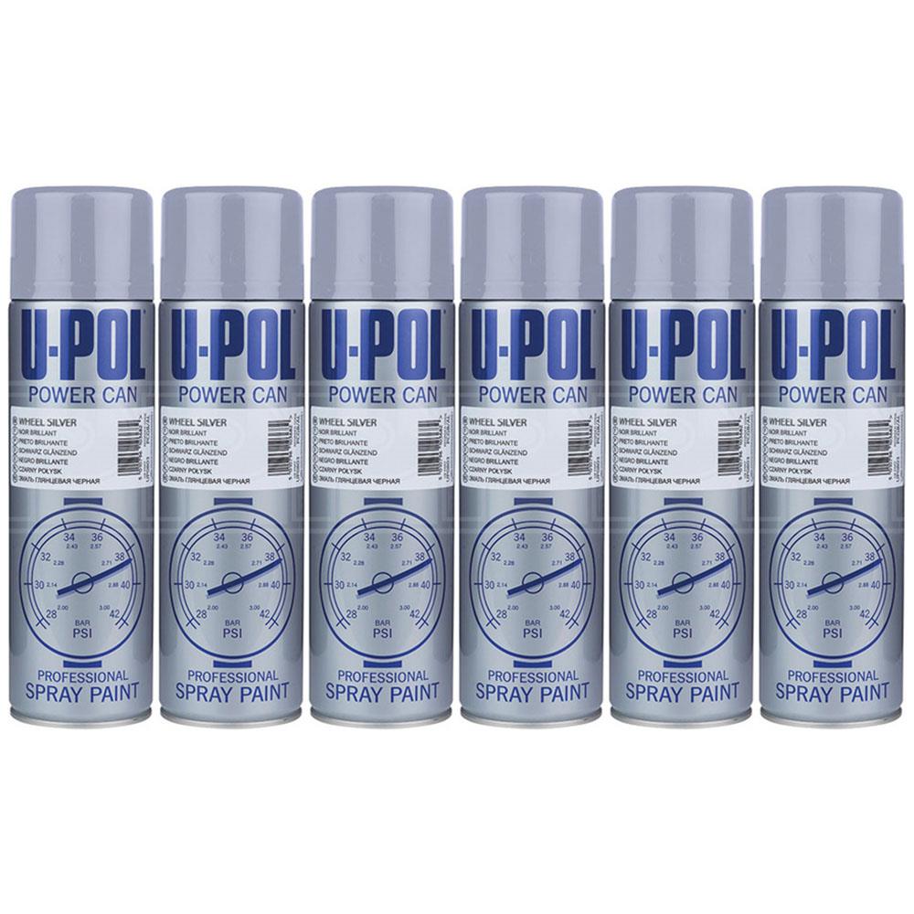 6X Upol Power Can Wheel Silver Spray Paint 500ml