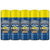 5X Hammerite Smooth Yellow Spray Paint 400ml