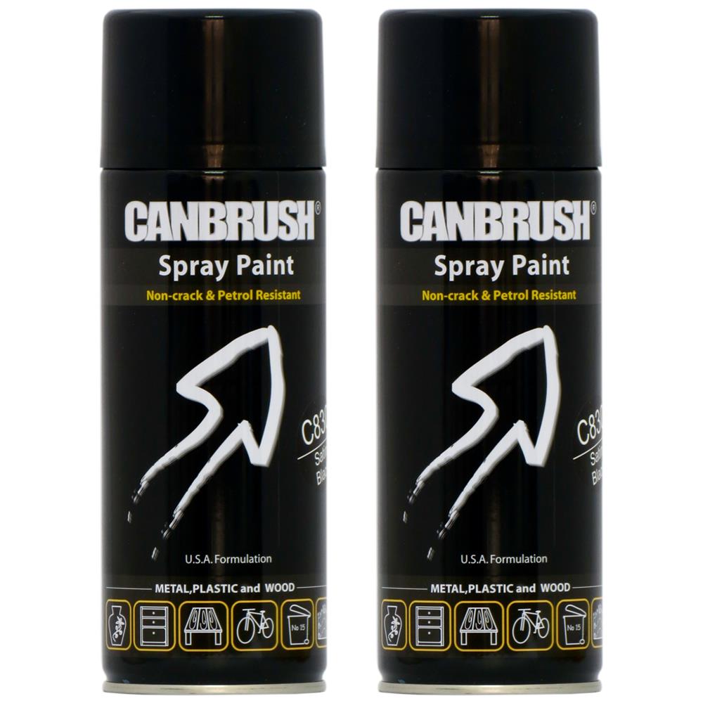 2X Canbrush C830 Satin Black Spray Paint 400ml