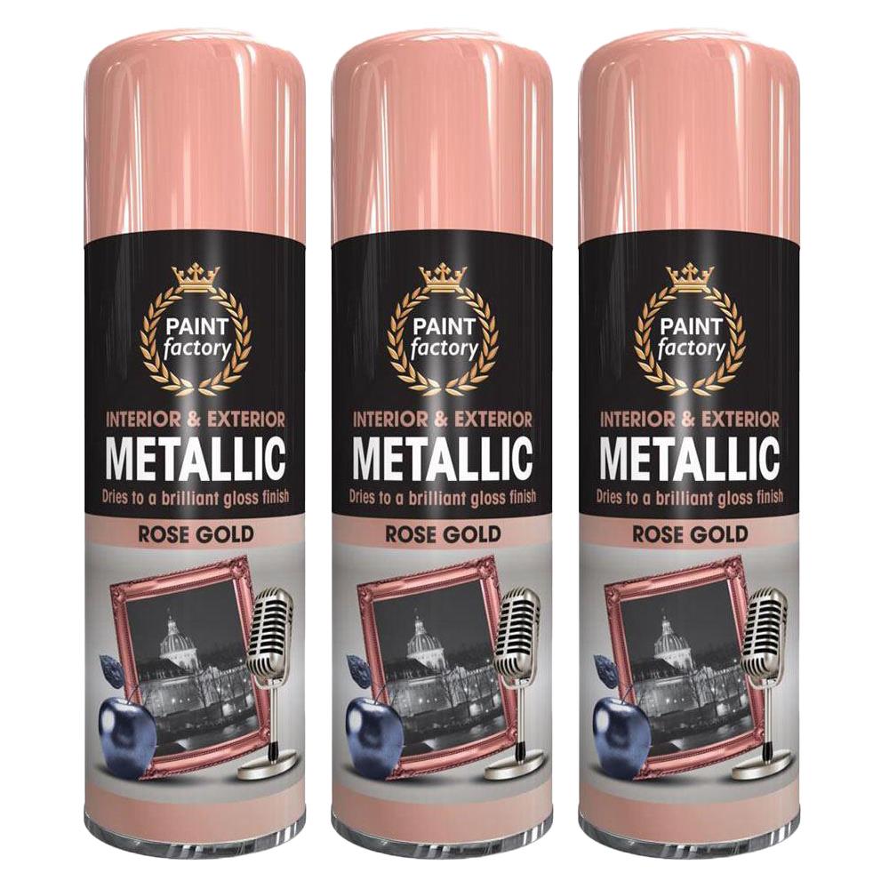 3X Paint Factory Rose Gold Metallic Spray Paint 400ml