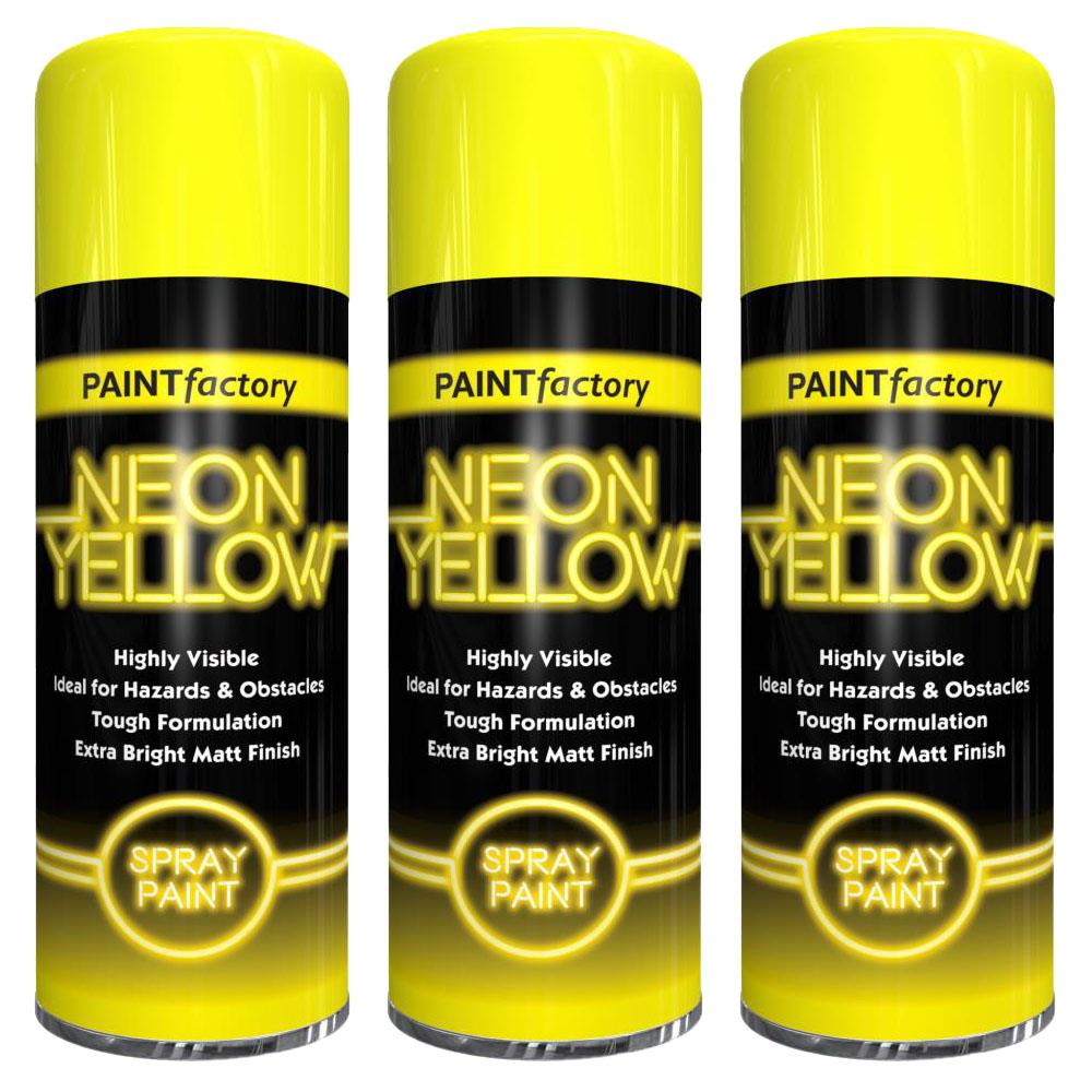 3X Paint Factory Fluorescent Neon Yellow Spray Paint 200ml