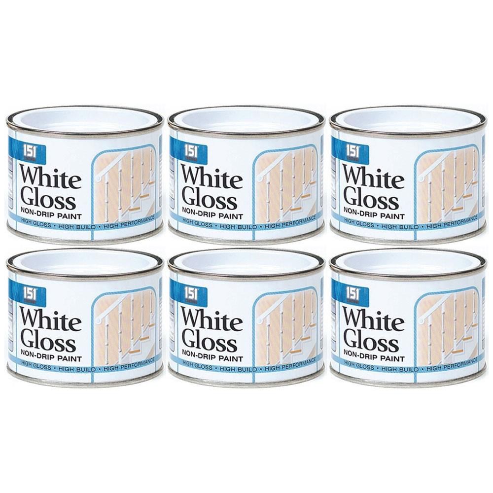 6X Non-Drip White Gloss Paint Tin 180ml