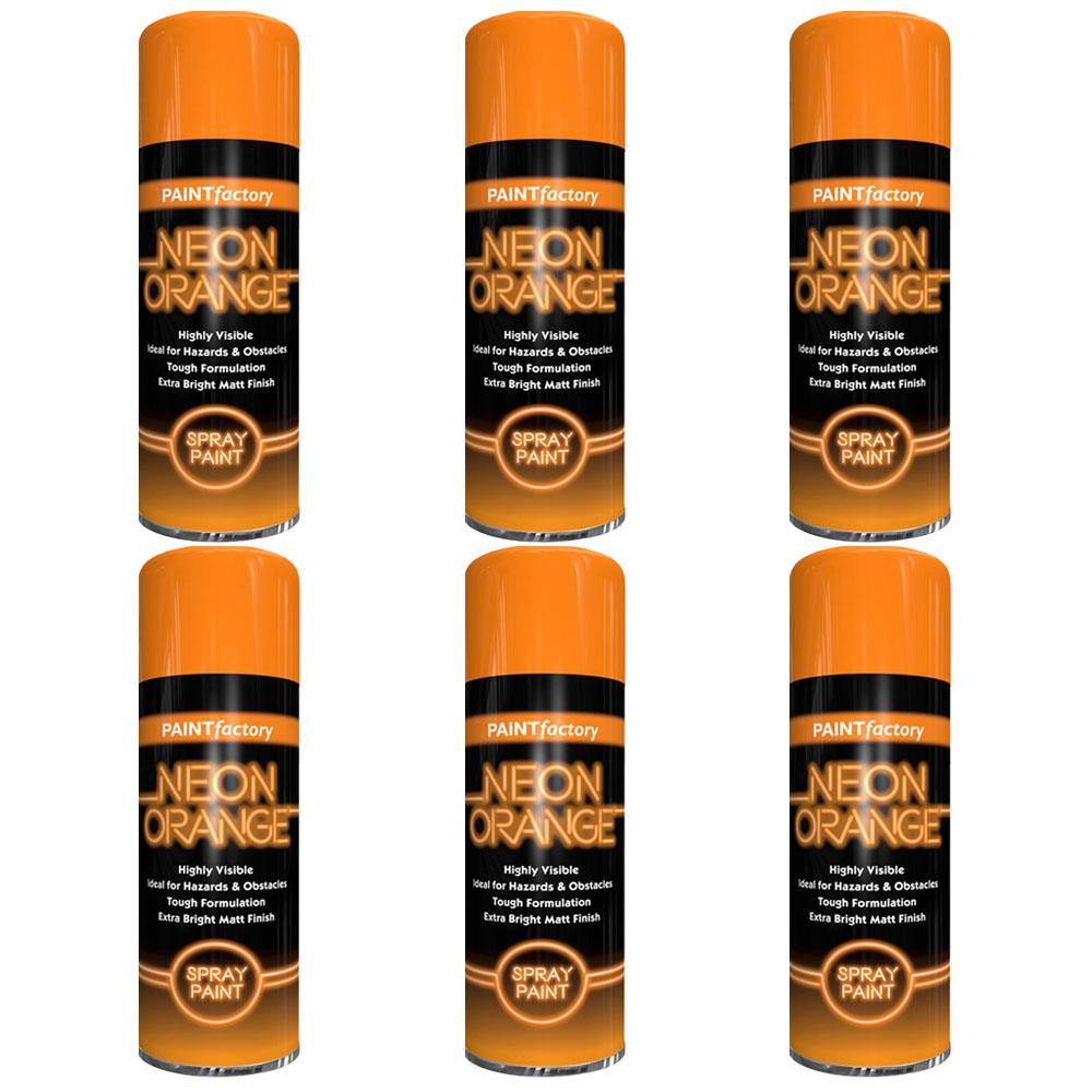 6X Paint Factory Fluorescent Neon Orange Spray Paint 200ml