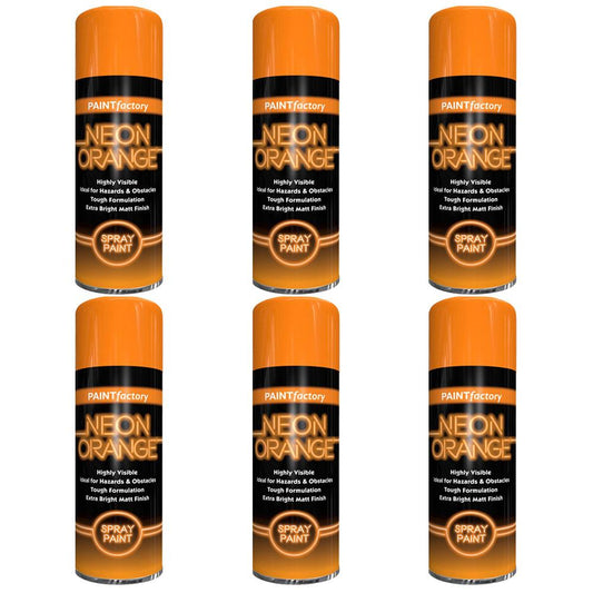 6X Paint Factory Fluorescent Neon Orange Spray Paint 200ml