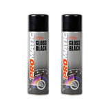 2X Promatic Gloss Black Spray Paint 500ml