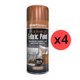 4X Brown Flexible Fabric & Vinyl Spray Paint Brown 200ml